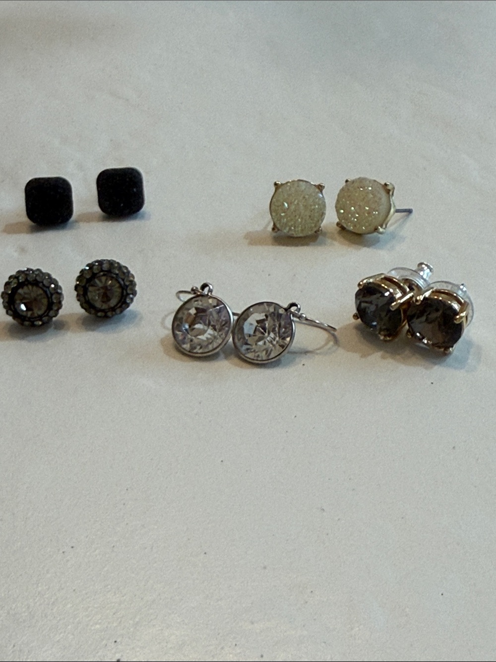 Mixed Women's Earring Set - Black, White, Silver, Brown
